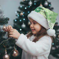 Green Palaka Japanese Patterns Christmas Santa Hat Asanoha Seigaiha Sakura Motif - Polynesian Pride