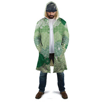 Green Palaka Japanese Patterns Cloak Asanoha Seigaiha Sakura Motif - Polynesian Pride