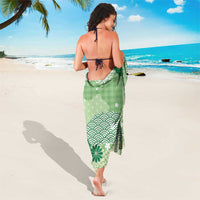 Green Palaka Japanese Patterns Sarong Asanoha Seigaiha Sakura Motif - Polynesian Pride