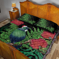 New Zealand Tui Bird Christmas Quilt Bed Set Maori Fern Mix Pohotukawa