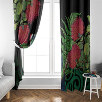 New Zealand Tui Bird Christmas Window Curtain Maori Fern Mix Pohotukawa
