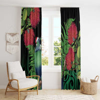 New Zealand Tui Bird Christmas Window Curtain Maori Fern Mix Pohotukawa