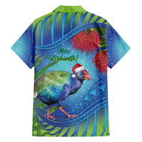 New Zealand Takahe Christmas Family Matching Short Sleeve Bodycon Dress and Hawaiian Shirt Maori Fern Mix Pohotukawa LT14 - Polynesian Pride