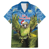 Personalised Jumping Kakapo Christmas Family Matching Mermaid Dress and Hawaiian Shirt New Zealand Fern - Starry Night Style LT14 Dad's Shirt - Short Sleeve Green - Polynesian Pride
