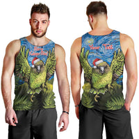Personalised Jumping Kakapo Christmas Men Tank Top New Zealand Fern - Starry Night Style LT14 - Polynesian Pride