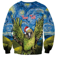 Personalised Jumping Kakapo Christmas Sweatshirt New Zealand Fern - Starry Night Style LT14 - Polynesian Pride