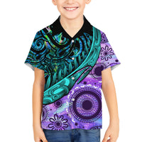 New Zealand Paua Shell With Australia Opal Unique Combine Family Matching Puletasi Dress and Hawaiian Shirt LT14 Son's Shirt Green - Polynesian Pride