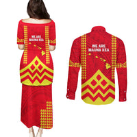 Hawaii Mauna Kea Couples Matching Puletasi and Long Sleeve Button Shirt Hawaiian Kakau Tribal Pattern LT14 - Polynesian Pride