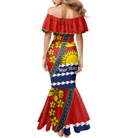 Personalised Mauri Kiribati Mermaid Dress Polynesian Ribaberiki Flag Style Mix Plumeria LT14 - Polynesian Pride