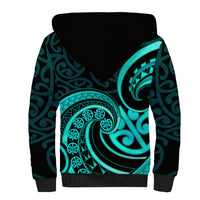 Turquoise New Zealand Mangopare Sherpa Hoodie Aotearoa Maori Koru Style LT14 - Polynesian Pride