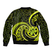 Lime Green New Zealand Mangopare Bomber Jacket Aotearoa Maori Koru Style LT14 - Polynesian Pride