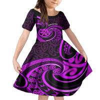 Purple Aotearoa Mangopare Kid Short Sleeve Dress NZ Maori Koru Style LT14 KID Purple - Polynesian Pride