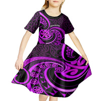 Purple Aotearoa Mangopare Kid Short Sleeve Dress NZ Maori Koru Style LT14 - Polynesian Pride