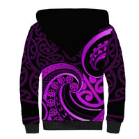 Purple Aotearoa Mangopare Sherpa Hoodie NZ Maori Koru Style LT14 - Polynesian Pride