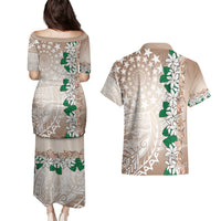 Cook Islands Tiare Maori With Conch Shell Couples Matching Puletasi and Hawaiian Shirt 2025 Pasifika Polynesian Tattoo LT14 - Polynesian Pride