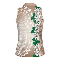 Cook Islands Tiare Maori With Conch Shell Women Sleeveless Polo Shirt 2025 Pasifika Polynesian Tattoo