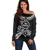 Kia Orana Cook Islands Off Shoulder Sweater 2025 Pasifika Polynesian Turtle Black Color