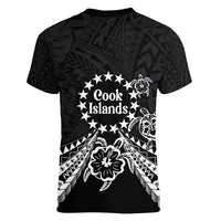 Kia Orana Cook Islands Women V-Neck T-Shirt 2025 Pasifika Polynesian Turtle Black Color LT14 - Polynesian Pride