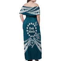 Kia Orana Cook Islands Family Matching Off Shoulder Maxi Dress and Hawaiian Shirt Polynesian Turtle Crowberry Blue Color LT14 - Polynesian Pride