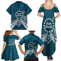Kia Orana Cook Islands Family Matching Summer Maxi Dress and Hawaiian Shirt Polynesian Turtle Crowberry Blue Color LT14 - Polynesian Pride