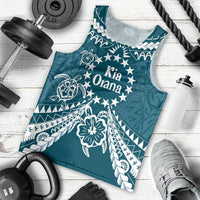 Kia Orana Cook Islands Men Tank Top Polynesian Turtle Crowberry Blue Color