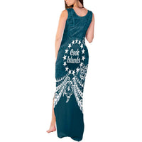 Kia Orana Cook Islands Tank Maxi Dress Polynesian Turtle Crowberry Blue Color