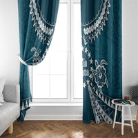 Kia Orana Cook Islands Window Curtain Polynesian Turtle Crowberry Blue Color