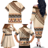 Bula Fiji Family Matching Off The Shoulder Long Sleeve Dress and Hawaiian Shirt 2025 Pasifika Traditional Fijian Masi