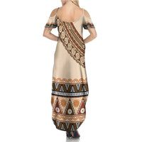 Bula Fiji Summer Maxi Dress 2025 Pasifika Traditional Fijian Masi