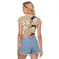 Bula Fiji Iri Buli Raglan Cropped T Shirt Woven Fan With Fijian Tapa