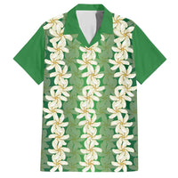 Ia Orana Tahiti Tiare Maori Seamless Style Family Matching Tank Maxi Dress and Hawaiian Shirt LT14 Dad's Shirt - Short Sleeve Green - Polynesian Pride