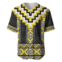 Yellow Taniko Aotearoa Baseball Jersey Niho Taniwha Mix Poutama LT14 Yellow - Polynesian Pride