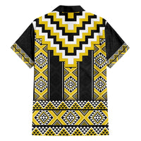 Yellow Taniko Aotearoa Family Matching Long Sleeve Bodycon Dress and Hawaiian Shirt Niho Taniwha Mix Poutama LT14 - Polynesian Pride