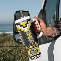 Yellow Taniko Aotearoa Tumbler With Handle Niho Taniwha Mix Poutama LT14 - Polynesian Pride