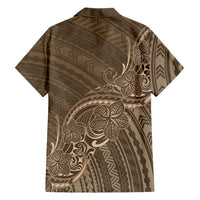 Brown Polynesia Plumeria Tattoo Family Matching Off Shoulder Short Dress and Hawaiian Shirt LT14 - Polynesian Pride