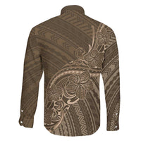 Brown Polynesia Plumeria Tattoo Family Matching Off Shoulder Short Dress and Hawaiian Shirt LT14 - Polynesian Pride