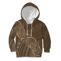 Brown Polynesia Plumeria Tattoo Kid Hoodie LT14 Hoodie Brown - Polynesian Pride