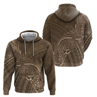 Brown Polynesia Plumeria Tattoo Zip Hoodie
