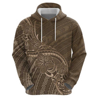 Brown Polynesia Plumeria Tattoo Zip Hoodie