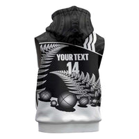 Custom New Zealand Silver Fern Petanque Sleeveless Zip Hoodie Aotearoa Maori Pattern LT14 - Polynesian Pride
