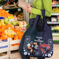 Demons And Blues Football Grocery Bag Melbourne And Calrton Mascots Aboriginal Art LT14 - Polynesian Pride