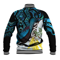 New Zealand Silver Fern Tui Bird Baseball Jacket Maori Kowhai Paua Shell Taniko Motifs LT14 - Polynesian Pride