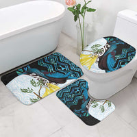 New Zealand Silver Fern Tui Bird Bathroom Set Maori Kowhai Paua Shell Taniko Motifs - Polynesian Pride