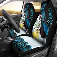 New Zealand Silver Fern Tui Bird Car Seat Cover Maori Kowhai Paua Shell Taniko Motifs