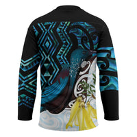 New Zealand Silver Fern Tui Bird Hockey Jersey Maori Kowhai Paua Shell Taniko Motifs LT14 - Polynesian Pride