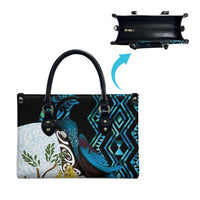 New Zealand Silver Fern Tui Bird Leather Bag Maori Kowhai Paua Shell Taniko Motifs - Polynesian Pride