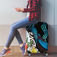 New Zealand Silver Fern Tui Bird Luggage Cover Maori Kowhai Paua Shell Taniko Motifs LT14 - Polynesian Pride