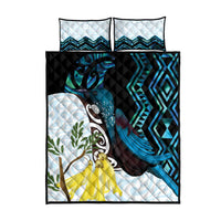 New Zealand Silver Fern Tui Bird Quilt Bed Set Maori Kowhai Paua Shell Taniko Motifs