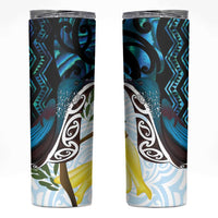 New Zealand Silver Fern Tui Bird Skinny Tumbler Maori Kowhai Paua Shell Taniko Motifs LT14 Turquoise - Polynesian Pride