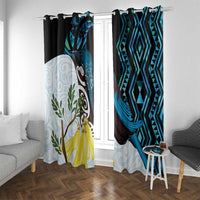New Zealand Silver Fern Tui Bird Window Curtain Maori Kowhai Paua Shell Taniko Motifs